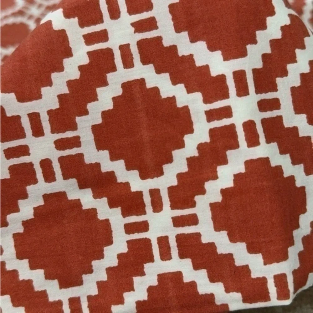 Crate&Barrel Set of 2 Sereno Hand Blocked Coral‎ King Size Shams Pillow Covers